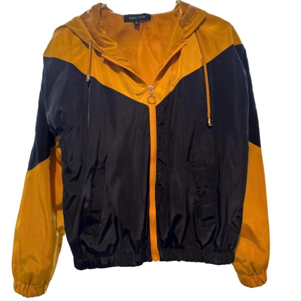 New Look Juniors Dark Blue and Yellow Hooded Windbreaker Jacket